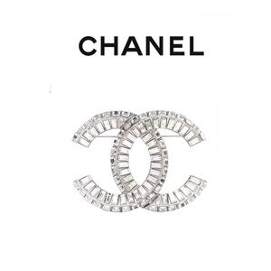Chanel CC Crystal Brooch Palladium Plated